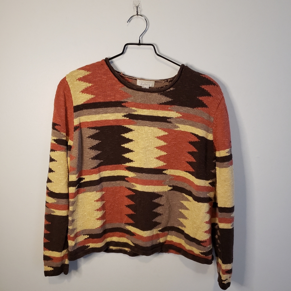 3 for $15 Vintage CB Southwestern Print Cropped Sweater Size M